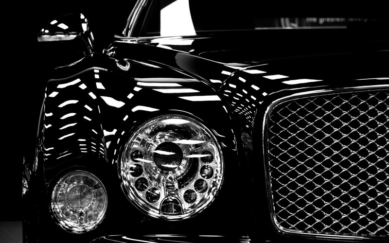 Black Luxury Car Front — Dramatic