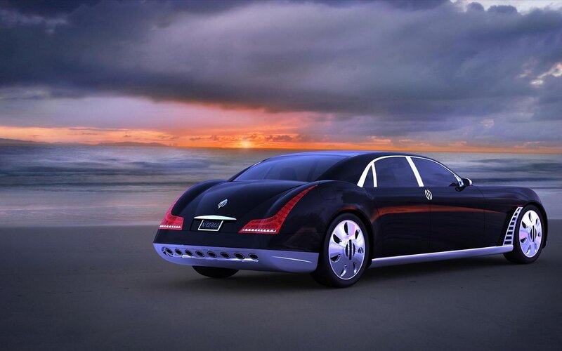 Black Luxury Car on Beach