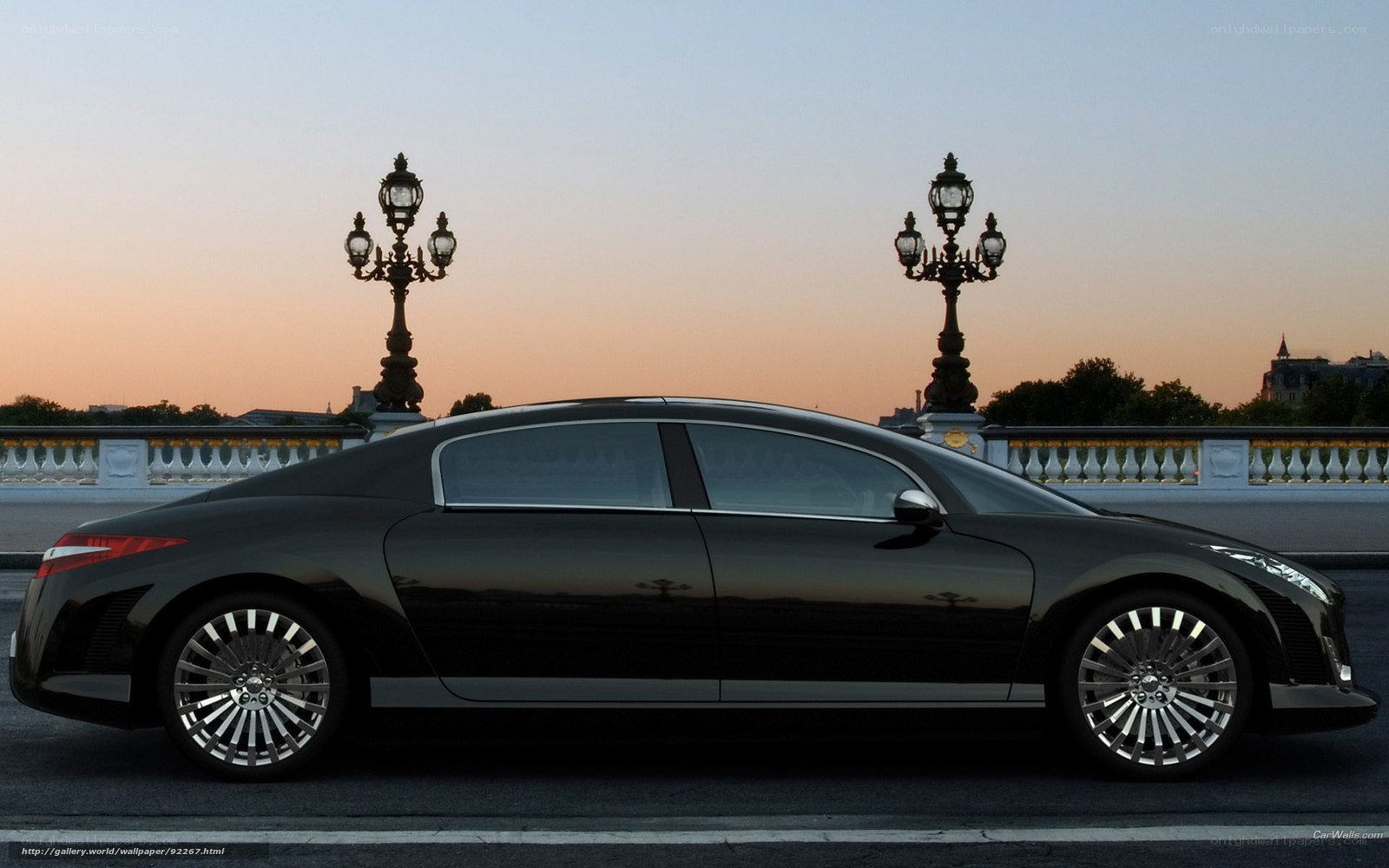 Black luxury car on bridge
