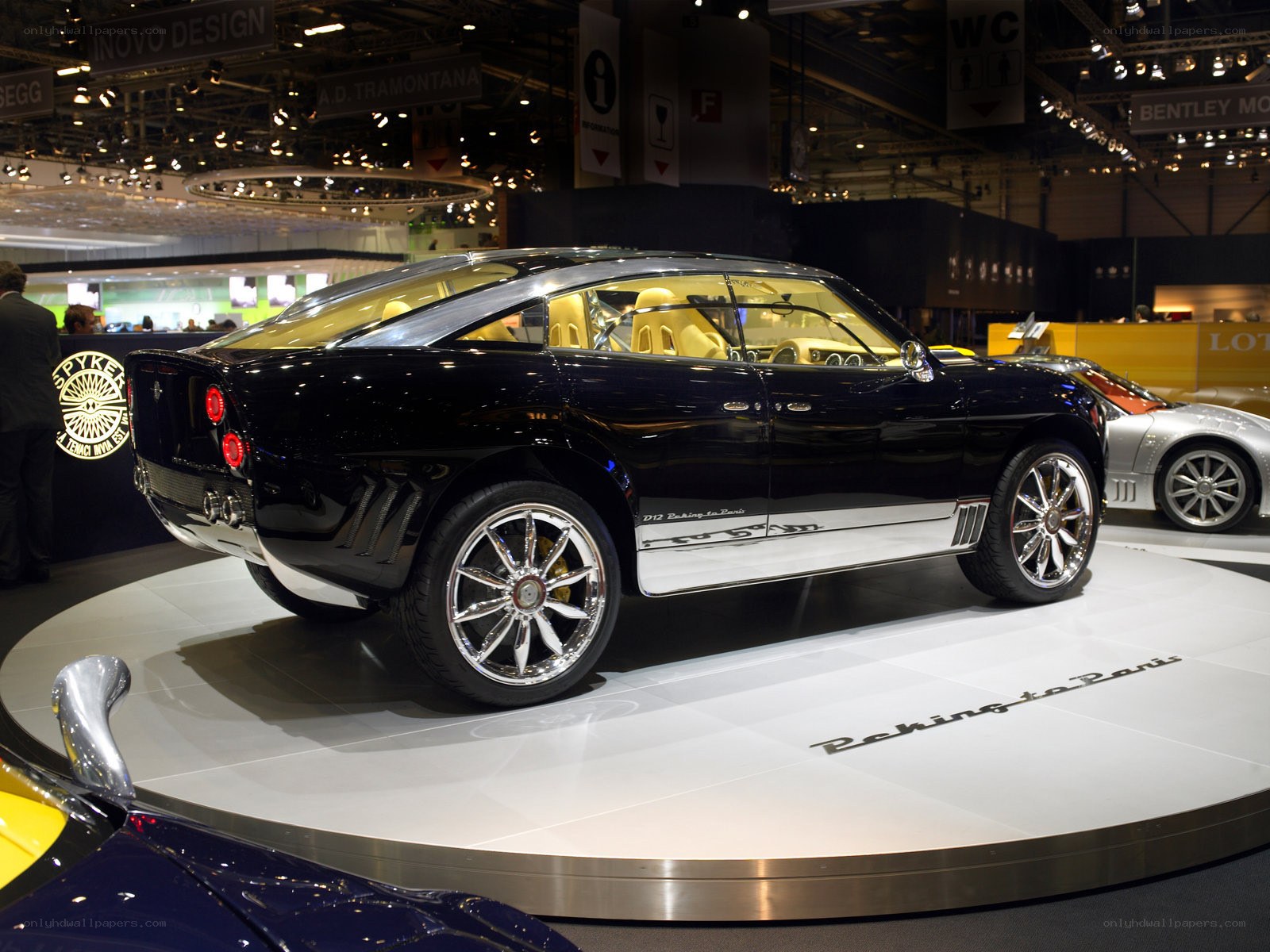 Black luxury car on display