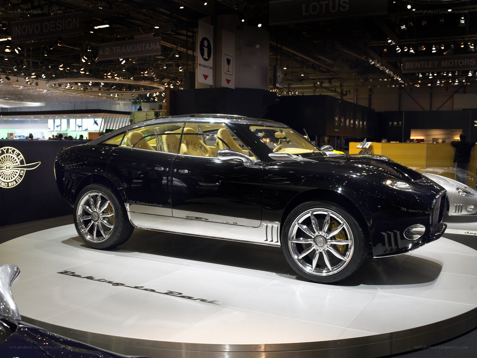Black luxury car on display