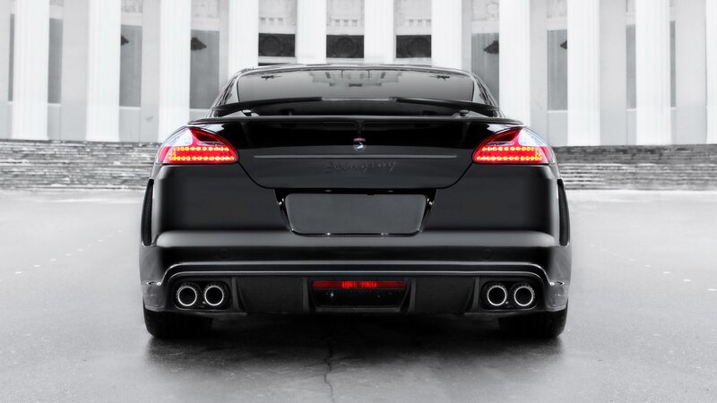 black luxury car rear view