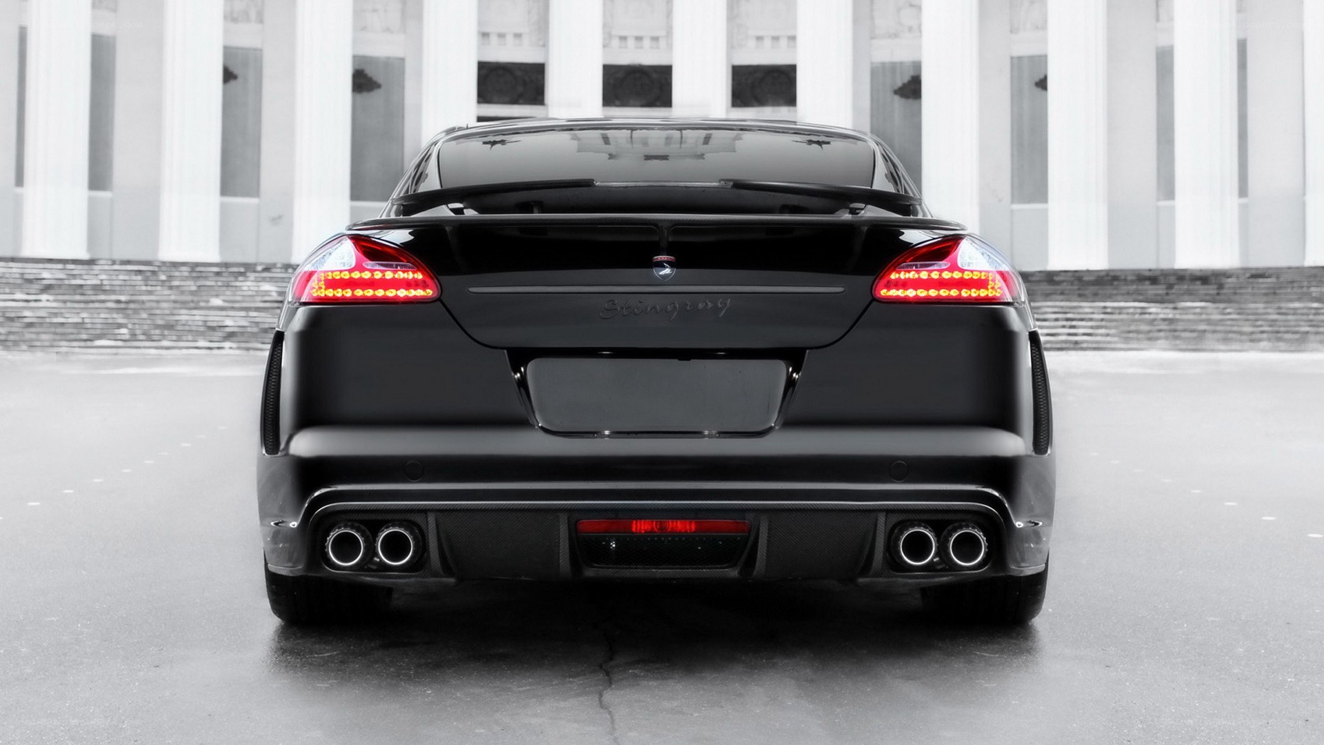 black luxury car rear view