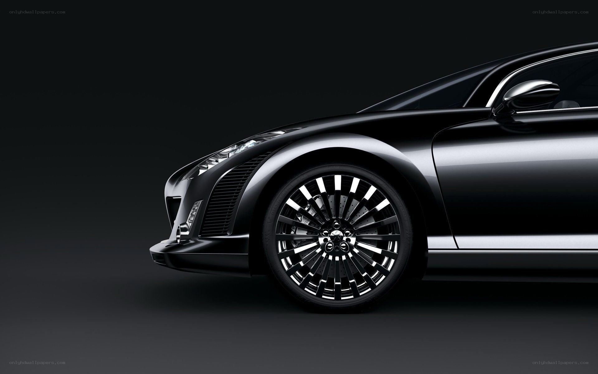 black luxury car side profile
