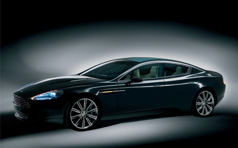 Black Luxury Sedan — Dramatic, Gray
