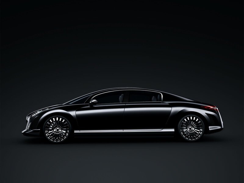 Black Luxury Sedan — Dramatic, Photograph