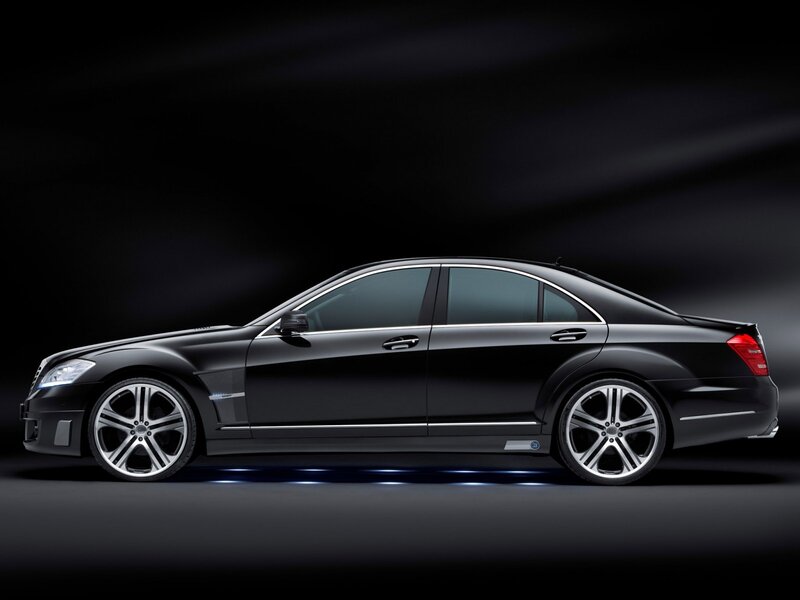 Black Luxury Sedan — Dramatic, Silver