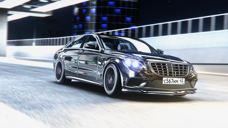 Black Luxury Sedan — Dynamic, Night, 3d Render