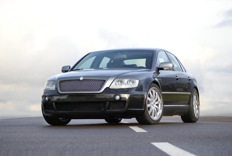 Black Luxury Sedan — Gray, Dramatic