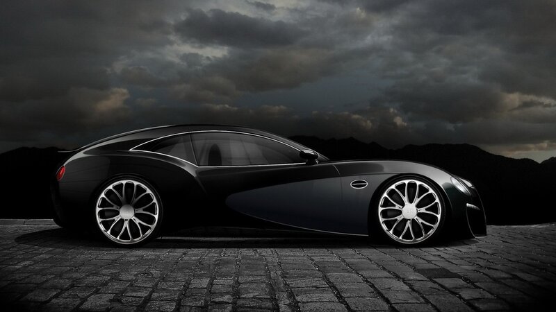 Black Luxury Sports Car — Dramatic, Night