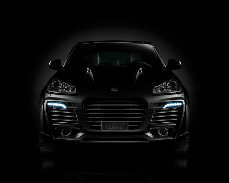 black luxury SUV front view