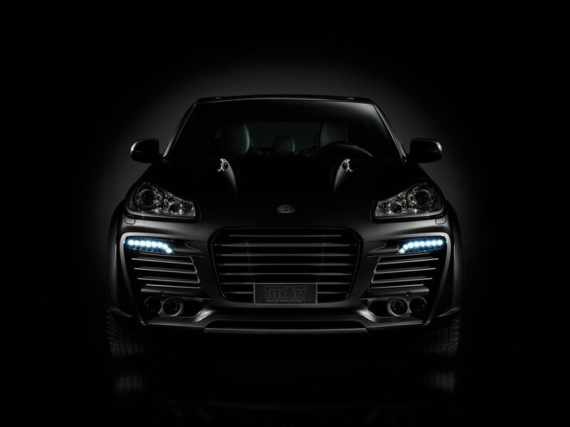 black luxury SUV front view