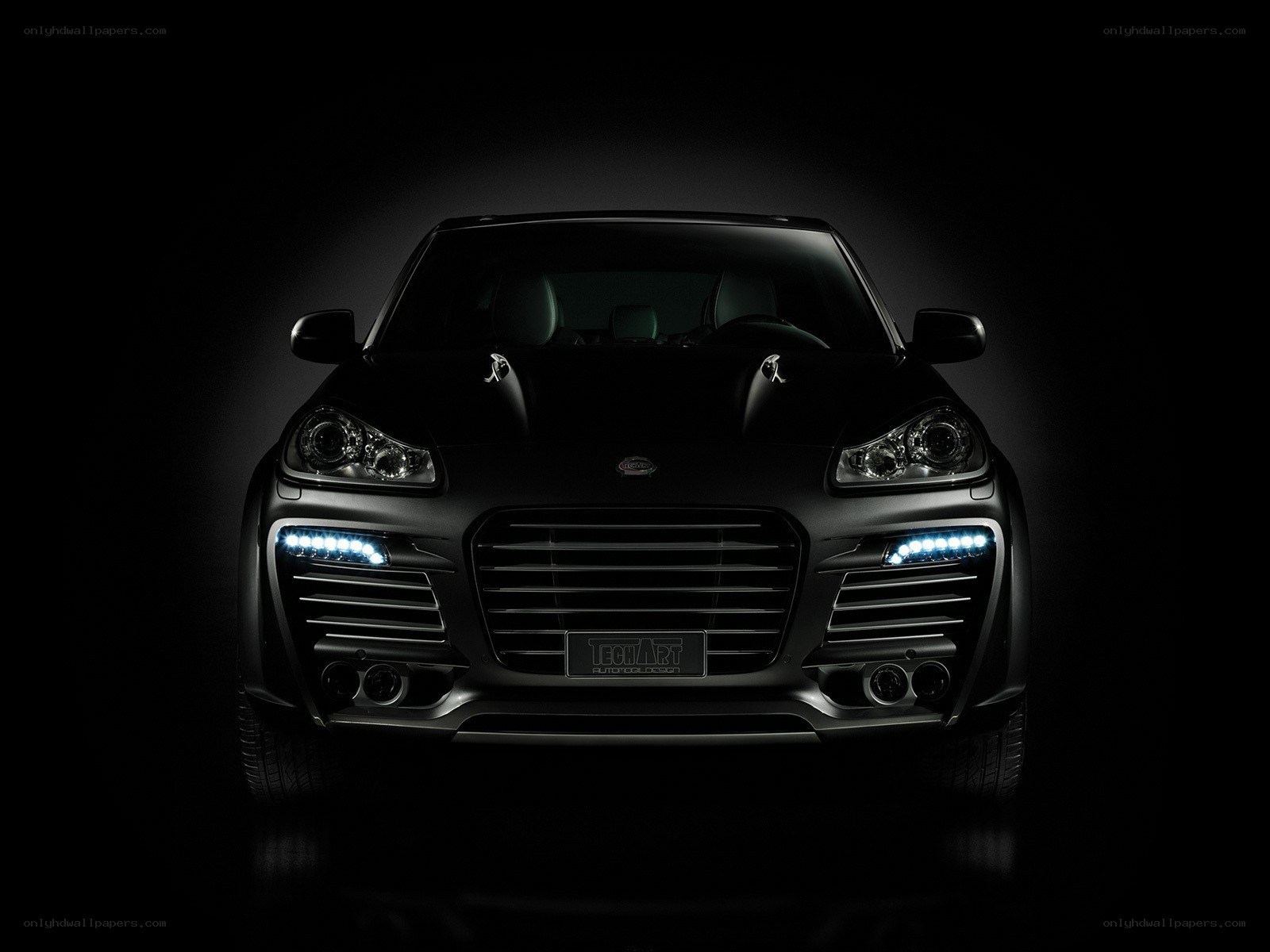 black luxury SUV front view