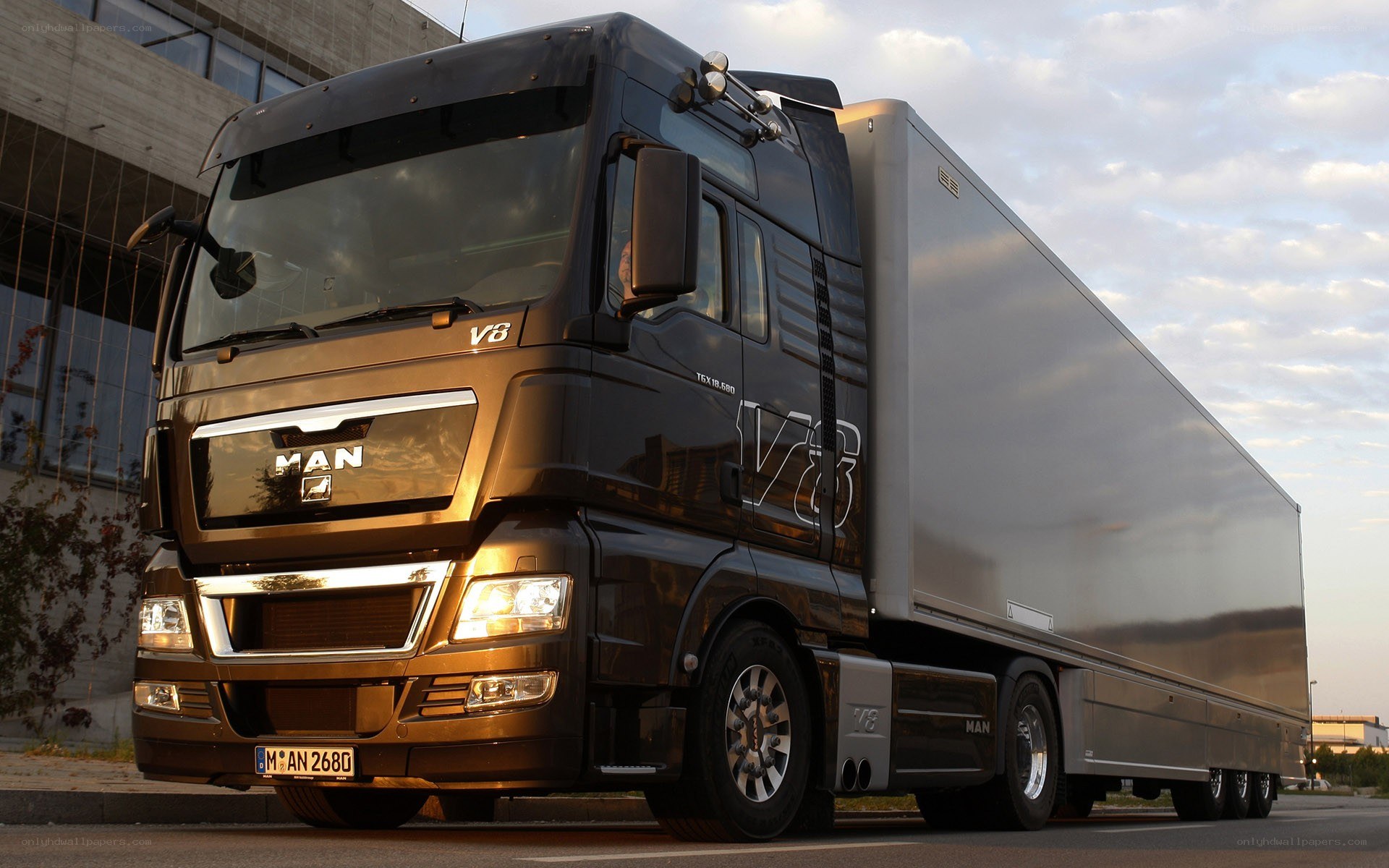 Black MAN V8 truck