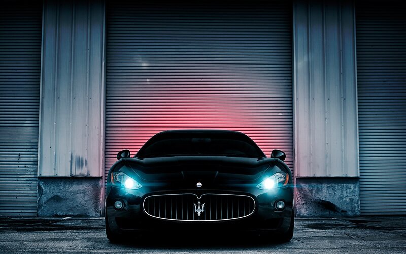 Black Maserati Car — Dramatic, Night