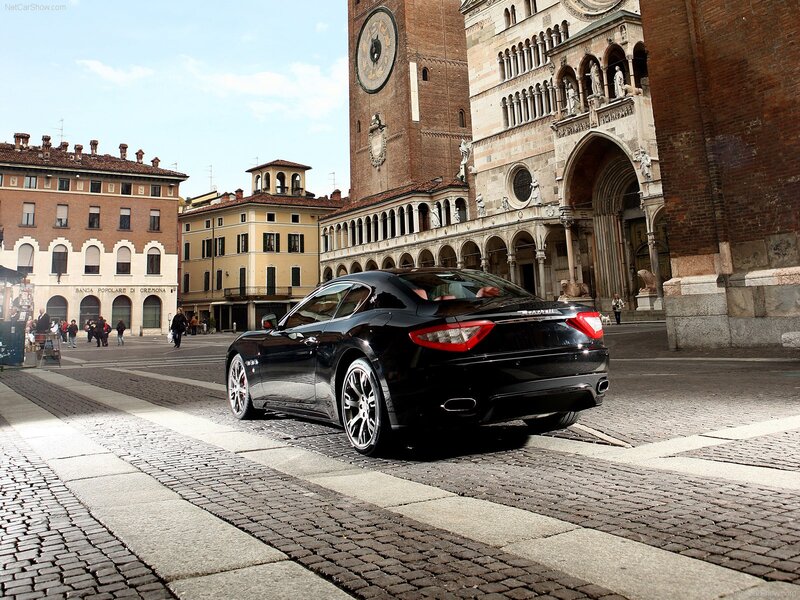 Black Maserati in Italian square