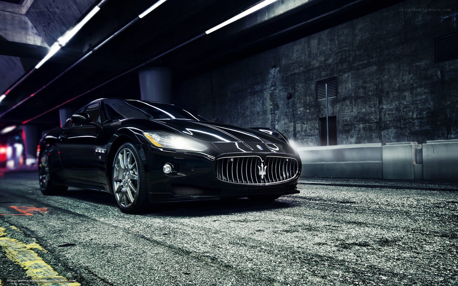 Black Maserati in tunnel