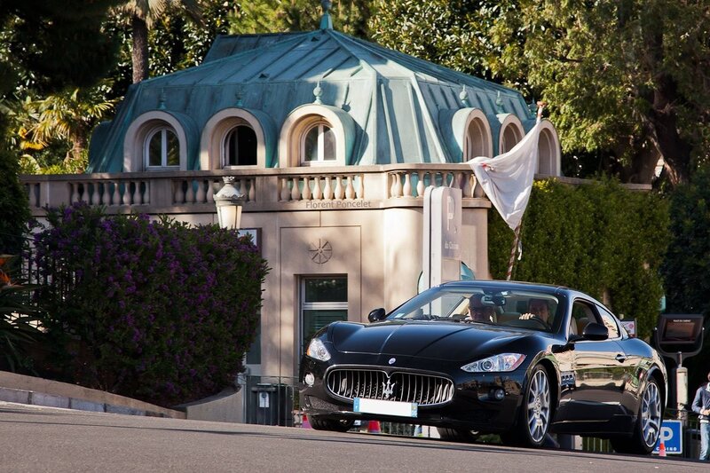 Black Maserati on a city street