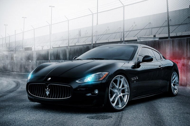 Black Maserati on racetrack