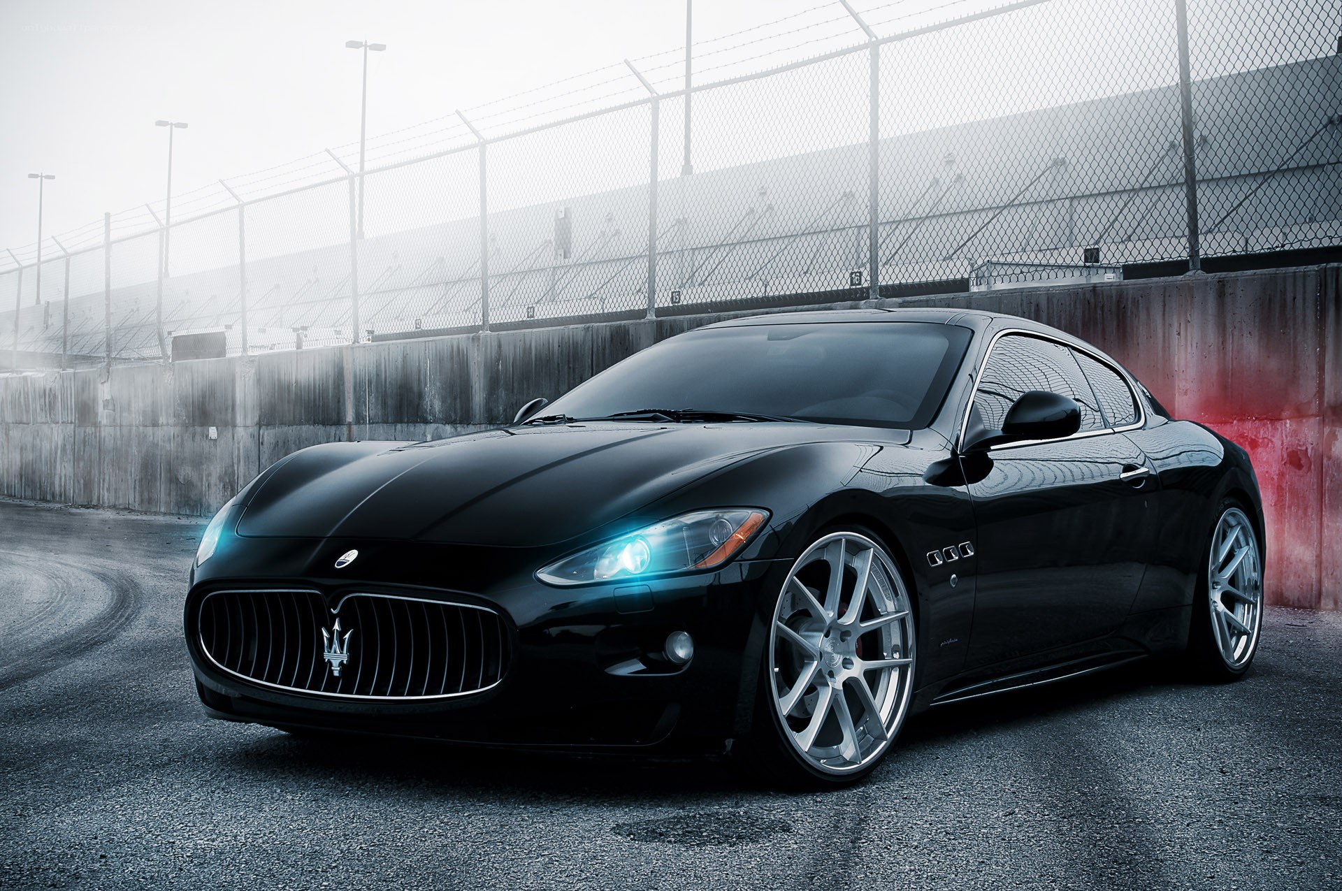 Black Maserati on racetrack