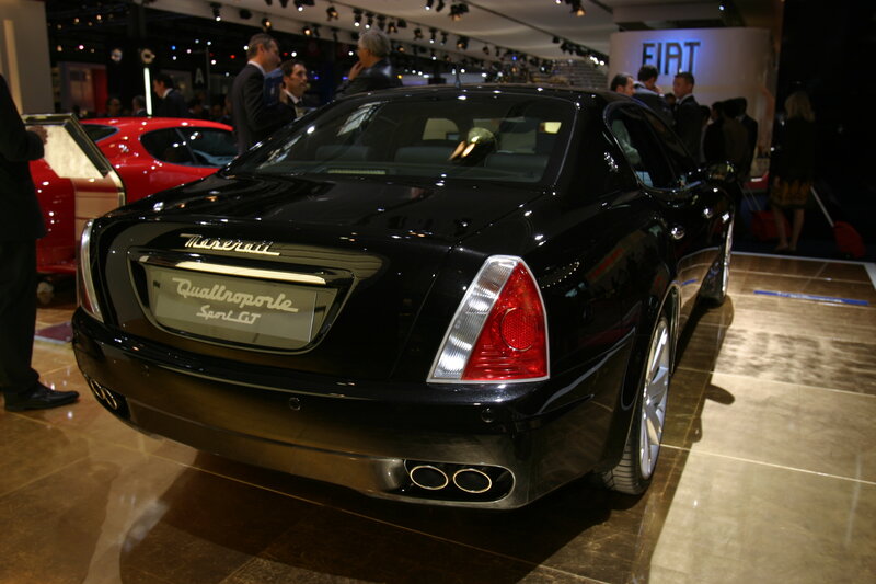 Black Maserati Quattroporte on display