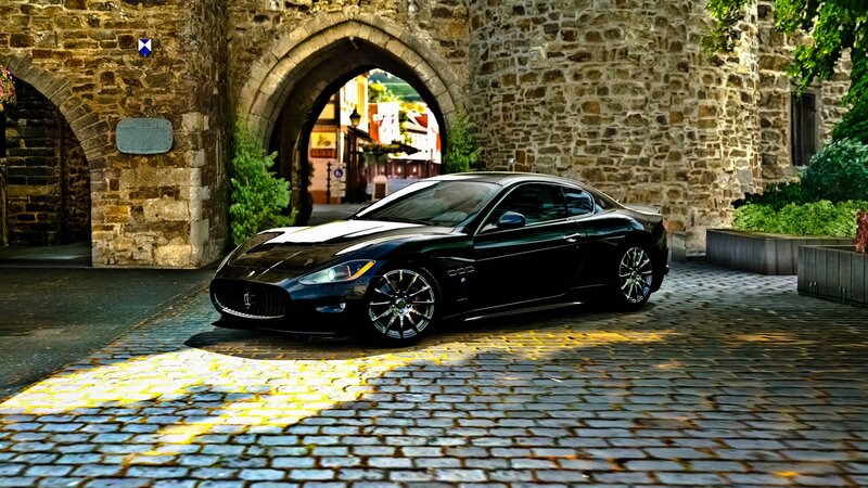 Black Maserati Sports Car — Dramatic, Afternoon