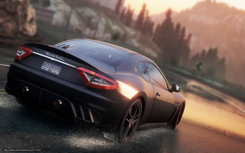 Black Maserati Sports Car — Dynamic, Sunset