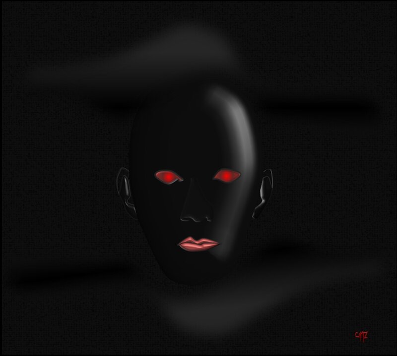 Black Mask with Red Eyes