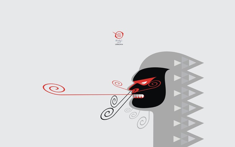 Black Mask with Red Swirls