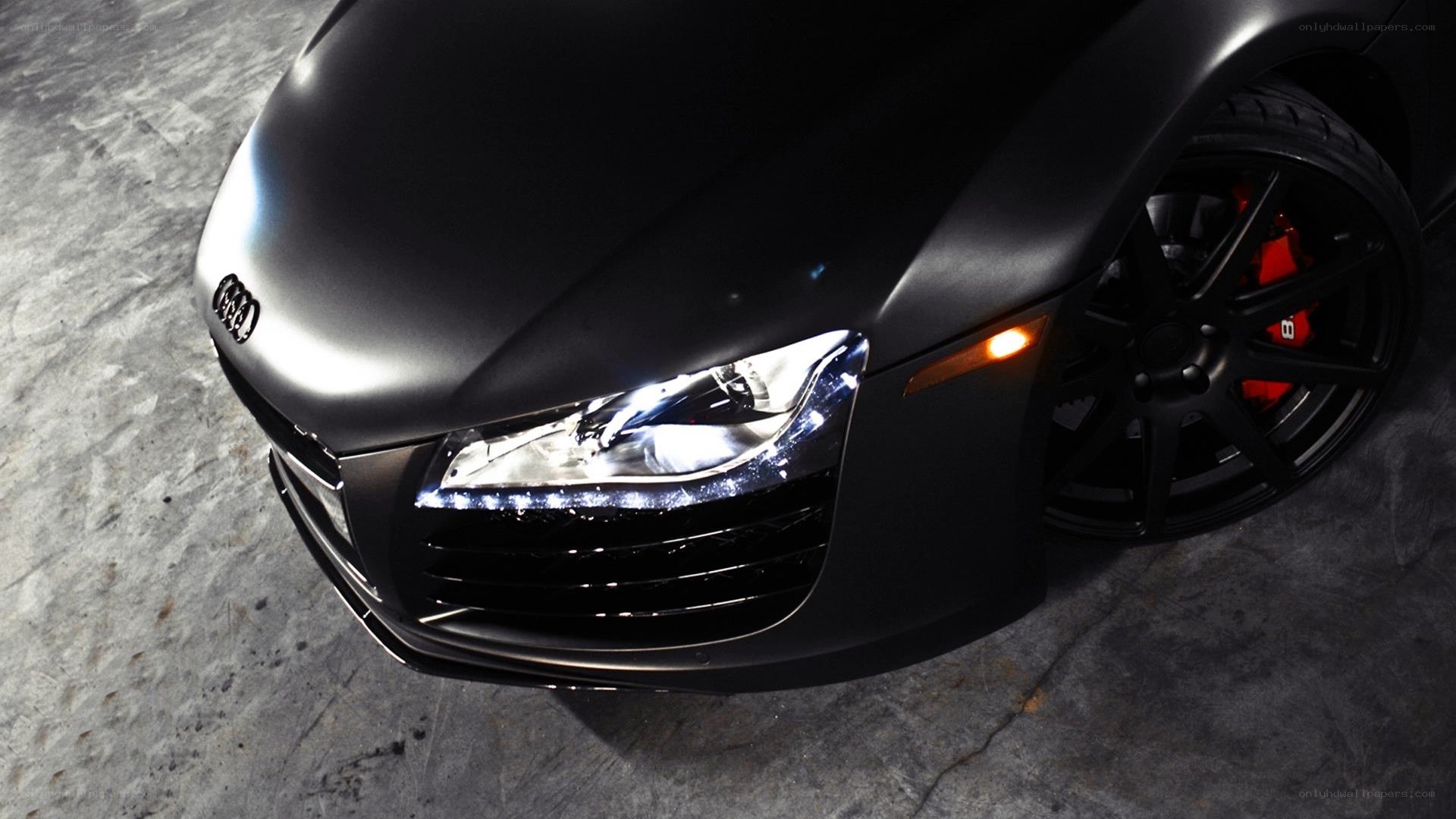 black matte audi r8 front view