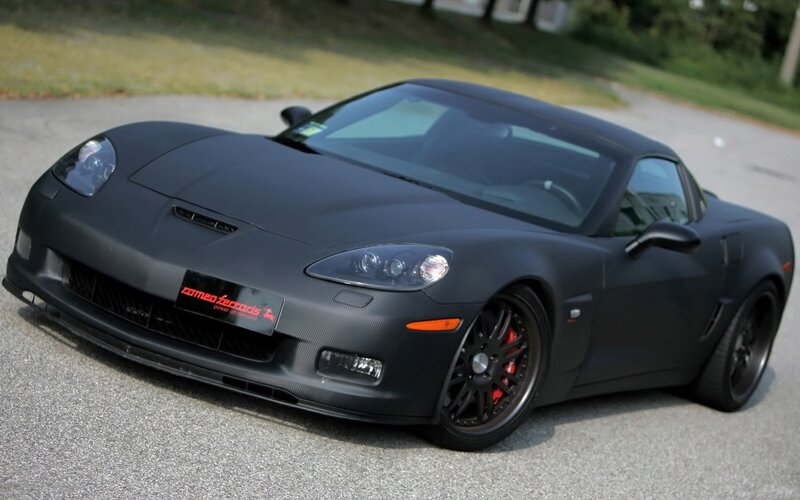 Black matte Corvette sports car