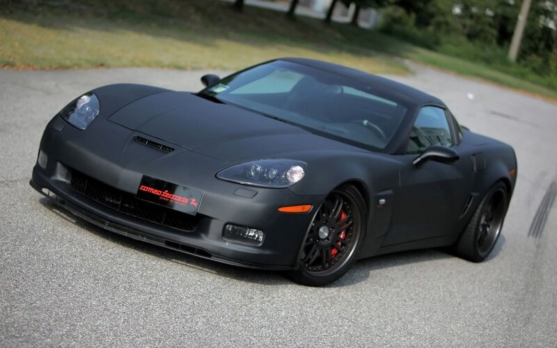 black matte corvette sports car
