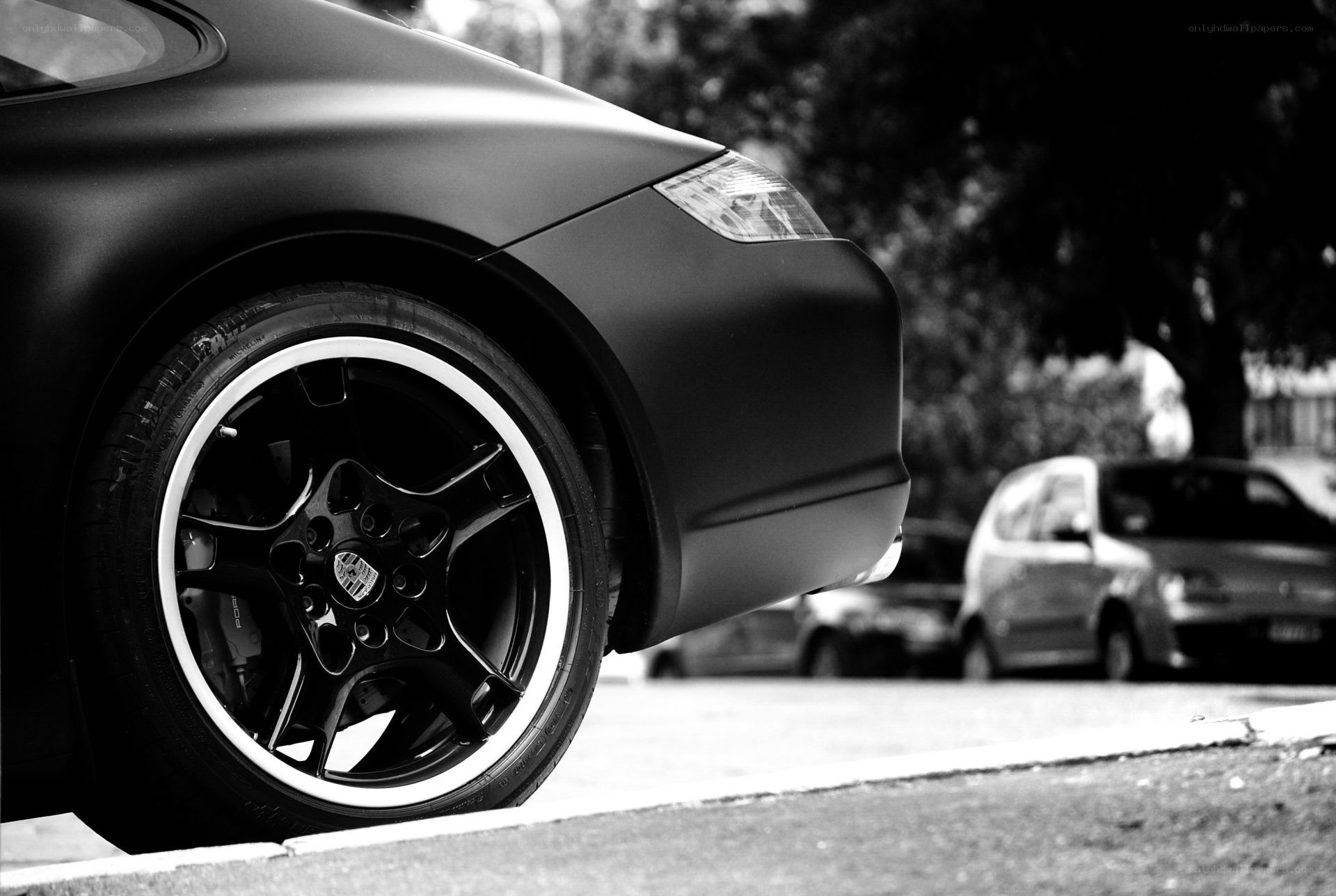 black matte porsche wheel