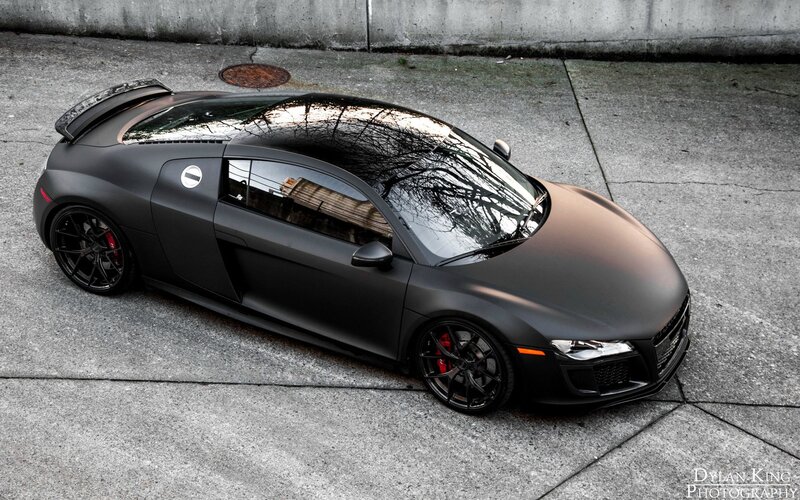 Black Matte Sports Car — Dramatic