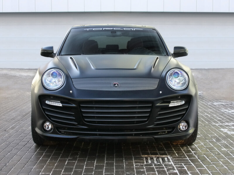 Black matte sports car front view