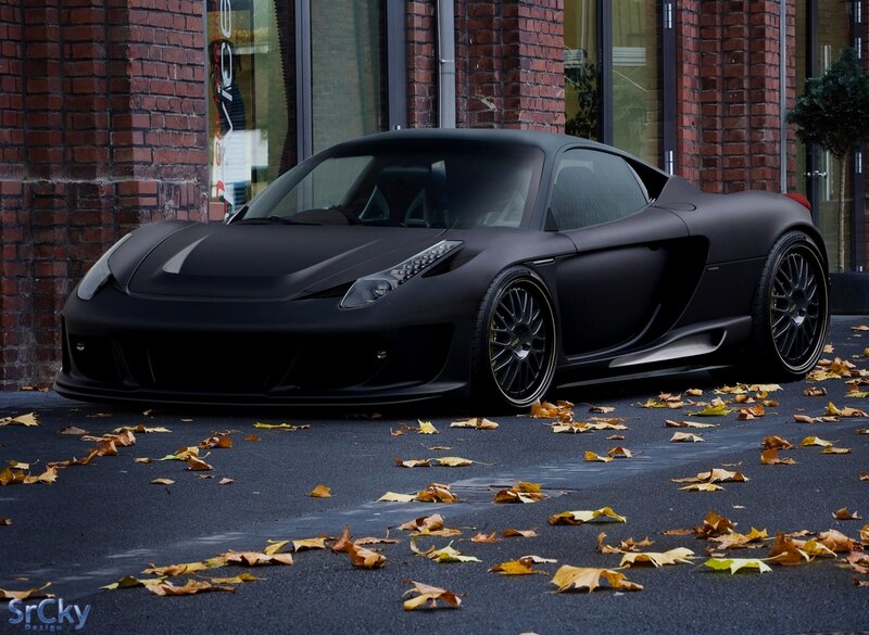 Black matte sports car on street