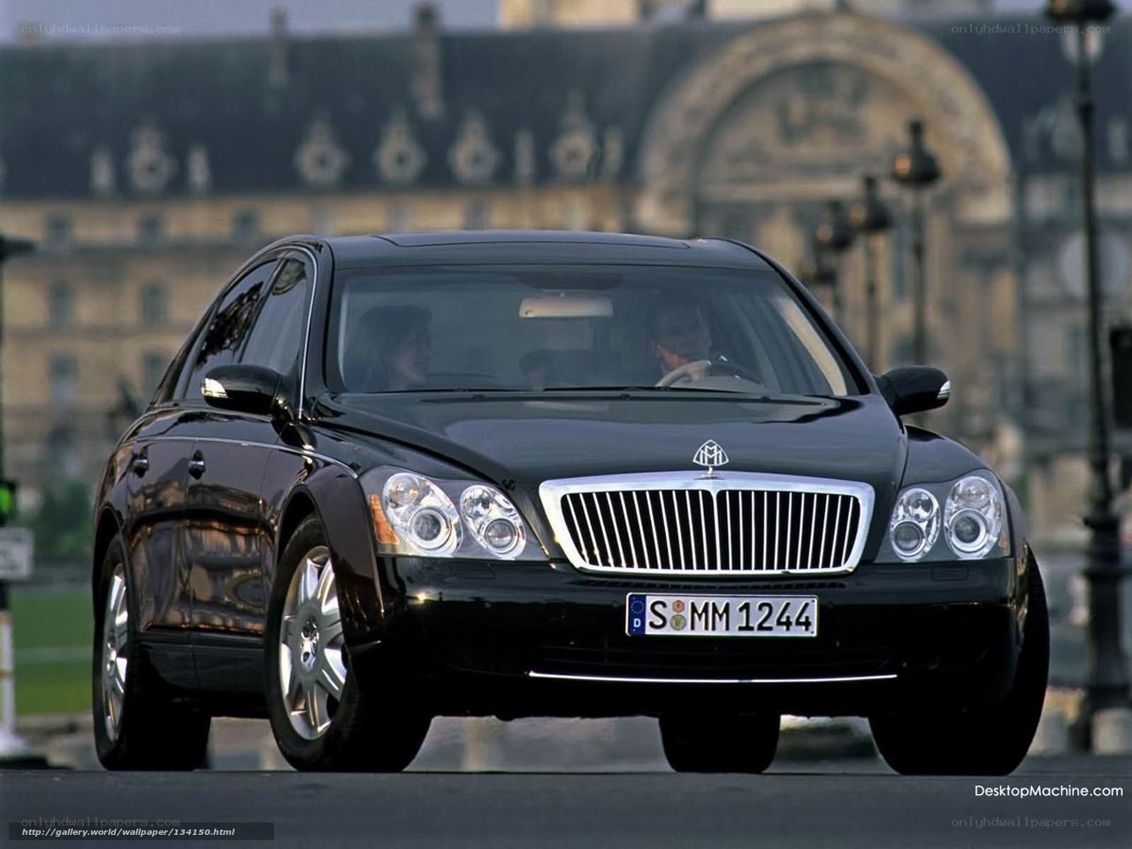 Black Maybach on city street