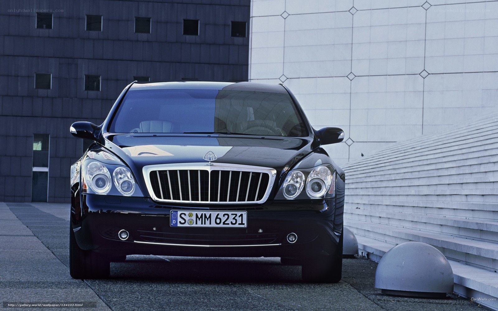 black maybach parked in city