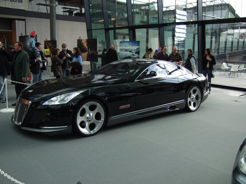 Black Maybach sports car on display