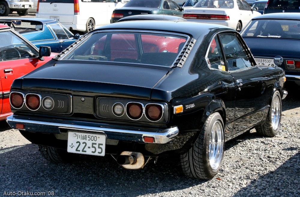 black mazda rx-3 coupe