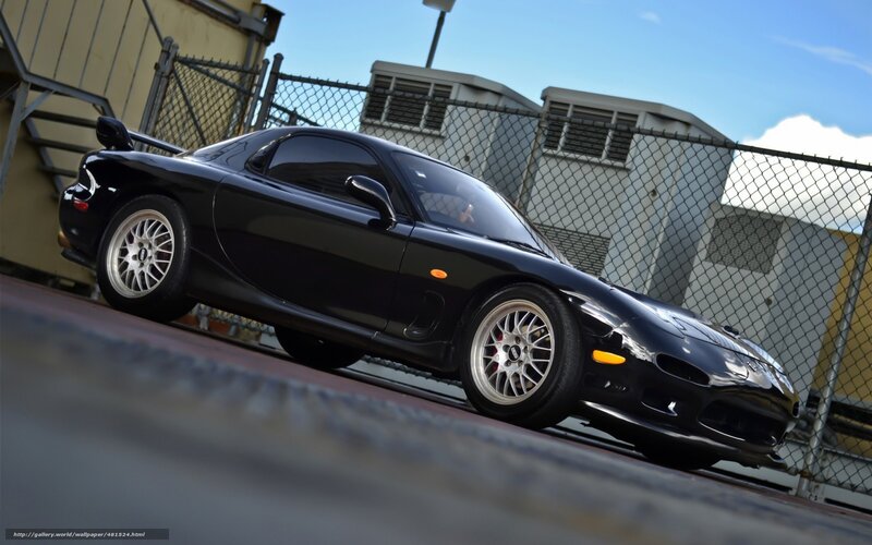 black mazda rx-7 sports car