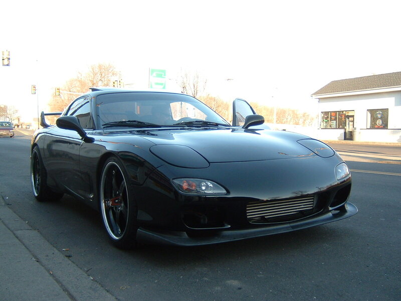 black mazda rx-7 sports car