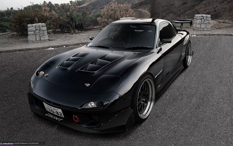 black mazda rx-7 sports car