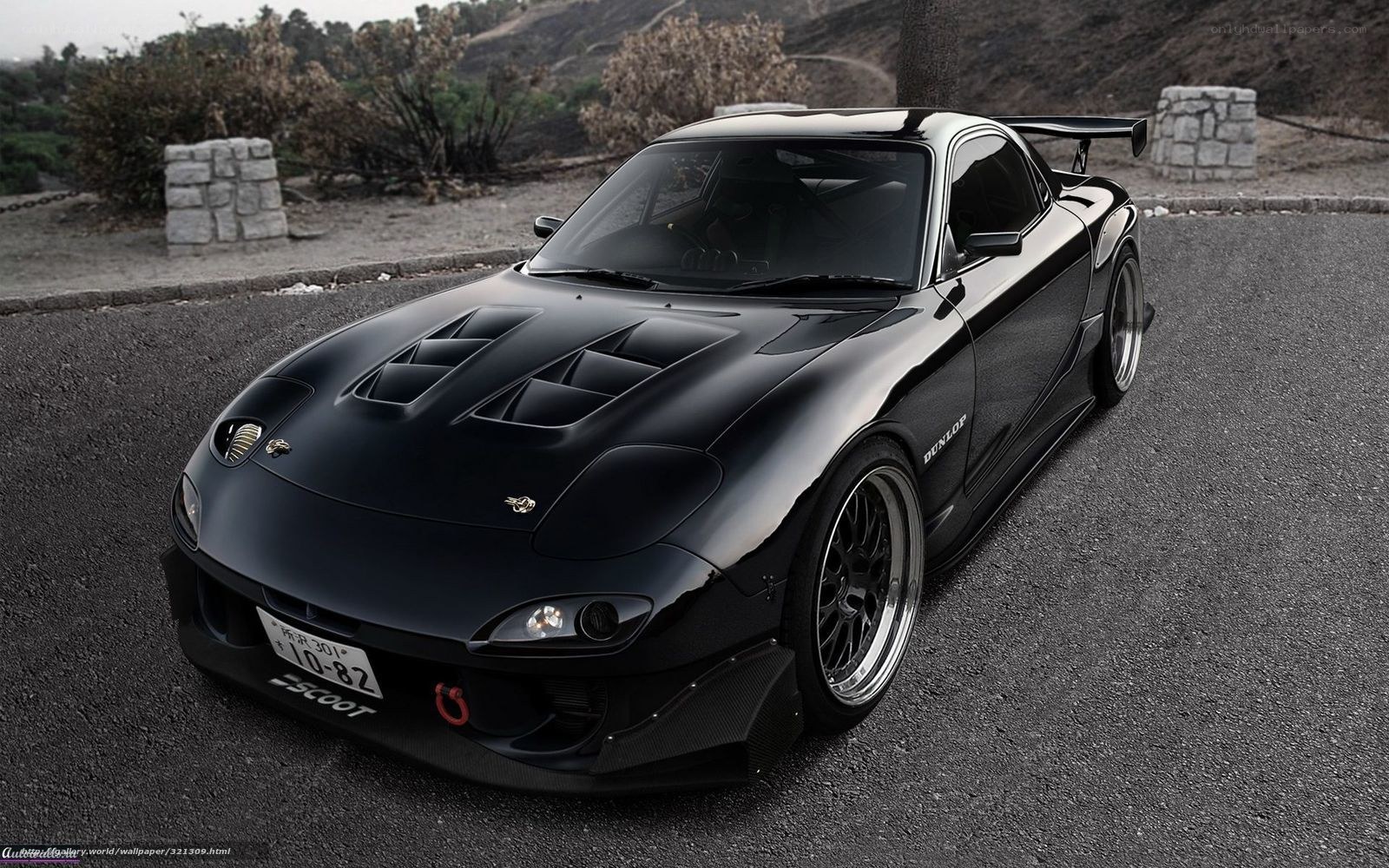 black mazda rx-7 sports car