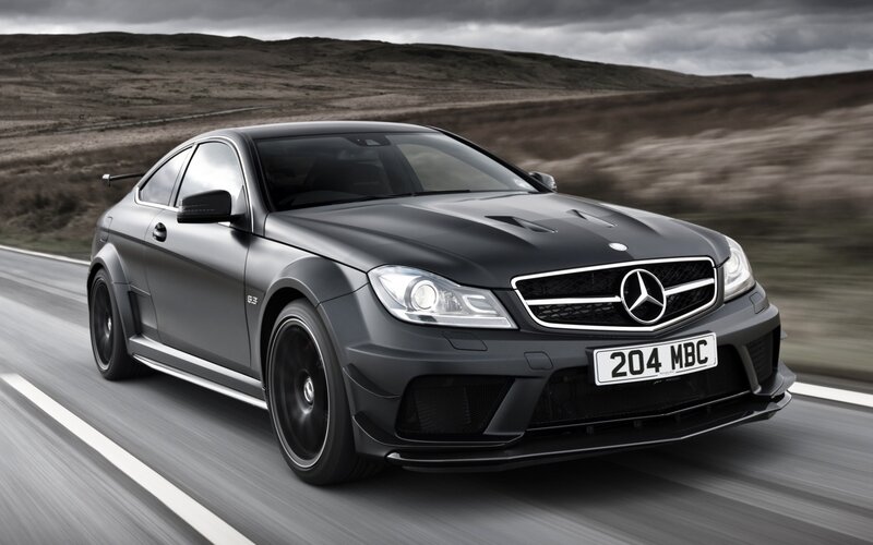 Black Mercedes-AMG C63 on road