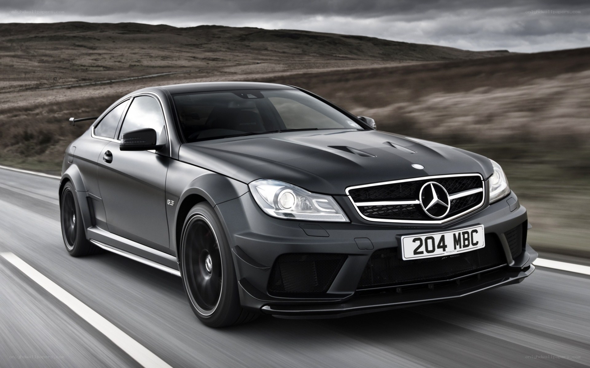 Black Mercedes-AMG C63 on road