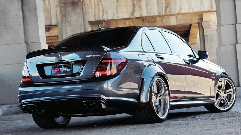 black mercedes-amg c63 sedan