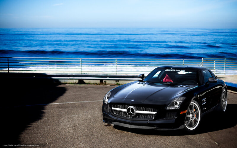 Black Mercedes-AMG on the coast