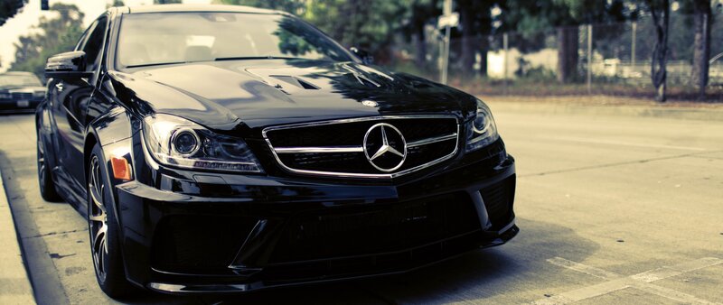 Black Mercedes-Benz C63 AMG — Dramatic, Afternoon
