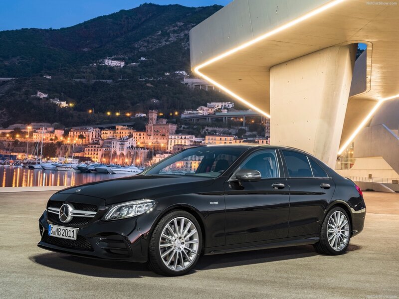 Black Mercedes-Benz C63 AMG — Dramatic, Night